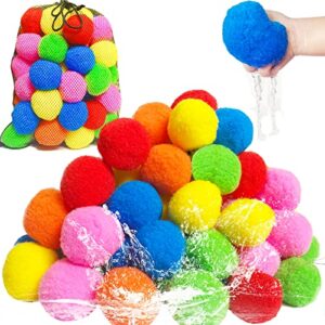 60 pcs reusable water balls, reusable water balloons for outdoor toys and games, water toys for kids and adults boys and girls - summer toys ball for pool and backyard fun