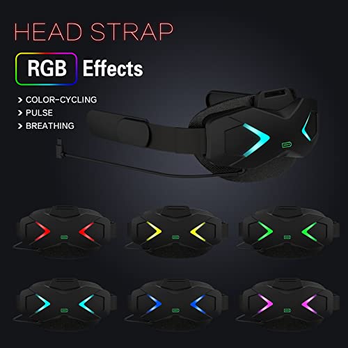 QWOS RGB Comfort Battery Head Strap and Controller Grips Protector Compatible with Oculus Quest 2 Accessories, Battery Pack Elite Strap 5000mAh for Enhanced Support and Extend Playtime in VR