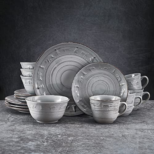 Pfaltzgraff Trellis Lodge 16 Piece Dinnerware Set, Service For 4, Gray