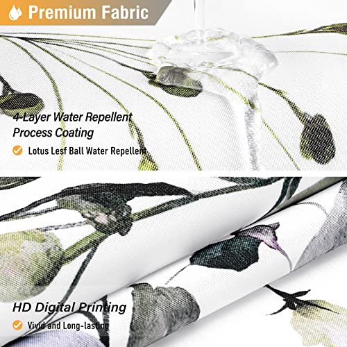 BTTN Eucalyptus Plant Shower Curtain, Floral Fabric Shower Curtain Set with 12 Plastic Hooks, Water Resistant, Watercolor Leaves Botanical Natural Shower Curtains for Bathroom, 72x72, Sage Green