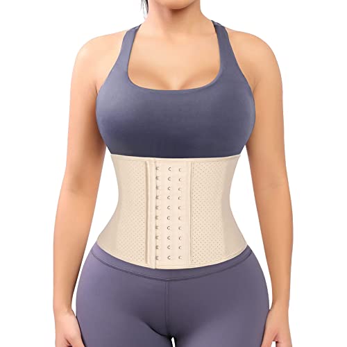 FeelinGirl Women Short Torso Latex Waist Trainer Corset Waist Trainer Breathable Waist Trimmer Hourglass