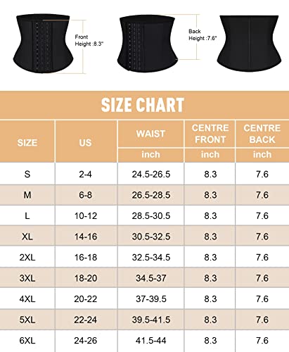 FeelinGirl Women Short Torso Latex Waist Trainer Corset Waist Trainer Breathable Waist Trimmer Hourglass