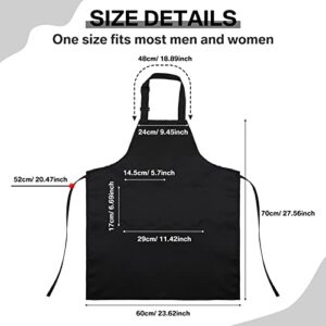 JaGely 24 Pack Adjustable Bib Apron with 2 Pockets Cooking Kitchen Aprons Black Chef Apron Water Oil Stain Resistant BBQ Work Apron for Women Men Drawing Crafting Outdoors Smock