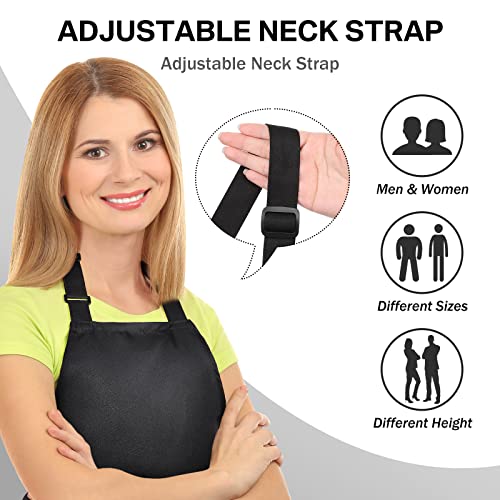 JaGely 24 Pack Adjustable Bib Apron with 2 Pockets Cooking Kitchen Aprons Black Chef Apron Water Oil Stain Resistant BBQ Work Apron for Women Men Drawing Crafting Outdoors Smock