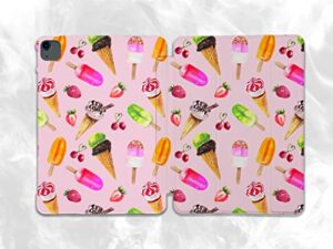 cute ice cream sweet case compatible with ipad mini air pro 7.9 8.3 9.7 10.2 10.9 11 12.9 inch pattern cover new 2022 2021 trifold stand 3 4 5 6 7 8 9 generation 396 (9.7" 5/6 gen)