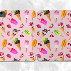 Cute Ice Cream Sweet case Compatible with iPad Mini Air Pro 7.9 8.3 9.7 10.2 10.9 11 12.9 inch Pattern Cover New 2022 2021 Trifold Stand 3 4 5 6 7 8 9 Generation 396 (9.7" 5/6 gen)