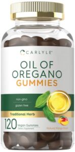 carlyle oregano oil gummies | 3000mg | 120 count | natural mango flavor | vegan, non-gmo, and gluten free extract formula | traditional herb supplement