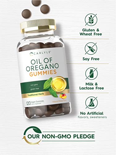 Carlyle Oregano Oil Gummies | 3000mg | 120 Count | Natural Mango Flavor | Vegan, Non-GMO, and Gluten Free Extract Formula | Traditional Herb Supplement