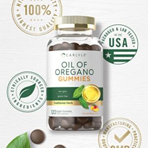 Carlyle Oregano Oil Gummies | 3000mg | 120 Count | Natural Mango Flavor | Vegan, Non-GMO, and Gluten Free Extract Formula | Traditional Herb Supplement