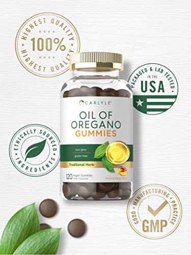 Carlyle Oregano Oil Gummies | 3000mg | 120 Count | Natural Mango Flavor | Vegan, Non-GMO, and Gluten Free Extract Formula | Traditional Herb Supplement