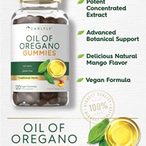 Carlyle Oregano Oil Gummies | 3000mg | 120 Count | Natural Mango Flavor | Vegan, Non-GMO, and Gluten Free Extract Formula | Traditional Herb Supplement