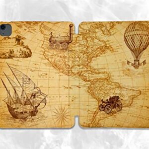 Cute World Map Vintage case Compatible with iPad Mini Air Pro 7.9 8.3 9.7 10.2 10.9 11 12.9 inch Pattern Cover New 2022 2021 Trifold Stand 3 4 5 6 7 8 9 Generation 403 (12.9 Pro 3/4/5 gen)