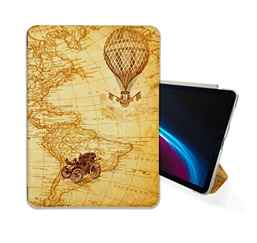 Cute World Map Vintage case Compatible with iPad Mini Air Pro 7.9 8.3 9.7 10.2 10.9 11 12.9 inch Pattern Cover New 2022 2021 Trifold Stand 3 4 5 6 7 8 9 Generation 403 (12.9 Pro 3/4/5 gen)