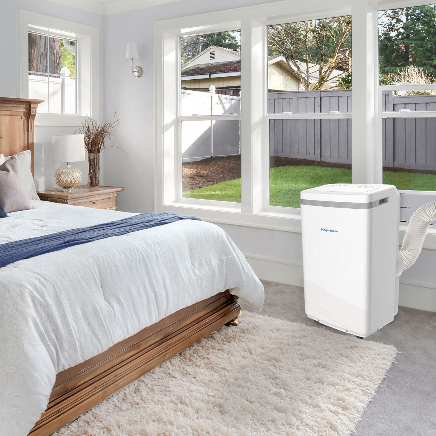 Keystone 13,000 BTU Portable Air Conditioner and Heater with Smart Remote Control & Dehumidifier Function, Quiet Compact Portable AC & Heater Combo for Living Room & Small Rooms up to 450 Sq. Ft