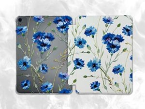 cute blue flowers cute art case compatible with ipad mini air pro 7.9 8.3 9.7 10.2 10.9 11 12.9 inch pattern cover new 2022 2021 trifold stand 3 4 5 6 7 8 9 generation 412 (10.2" 7/8/9 gen)