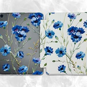 Cute Blue Flowers Cute Art case Compatible with iPad Mini Air Pro 7.9 8.3 9.7 10.2 10.9 11 12.9 inch Pattern Cover New 2022 2021 Trifold Stand 3 4 5 6 7 8 9 Generation 412 (10.2" 7/8/9 gen)