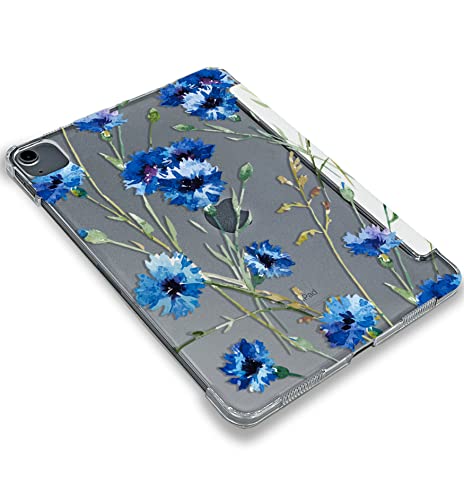 Cute Blue Flowers Cute Art case Compatible with iPad Mini Air Pro 7.9 8.3 9.7 10.2 10.9 11 12.9 inch Pattern Cover New 2022 2021 Trifold Stand 3 4 5 6 7 8 9 Generation 412 (10.2" 7/8/9 gen)