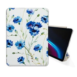 Cute Blue Flowers Cute Art case Compatible with iPad Mini Air Pro 7.9 8.3 9.7 10.2 10.9 11 12.9 inch Pattern Cover New 2022 2021 Trifold Stand 3 4 5 6 7 8 9 Generation 412 (10.2" 7/8/9 gen)