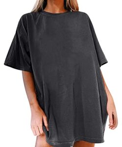 bnycuml women's oversized t shirts half sleeve crewneck loose fit drop shoulder casual cotton tunic tees top (dark grey,x-large)