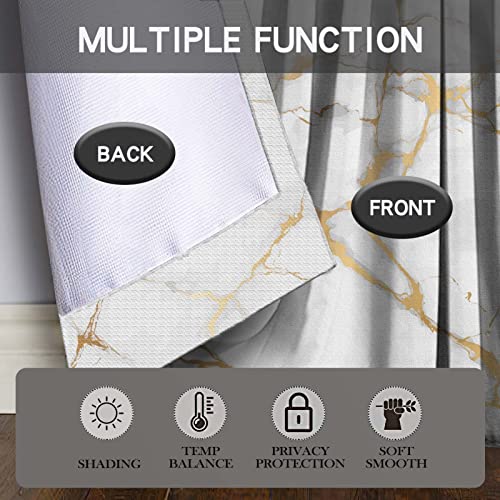 MCALK Luxury Gold Marble Kitchen Curtains Tiers and Valances Set 3 Piece for Windows White Background Kitchen Window Curtains Set,Modern Vintage Style Valances for Living Room(36" Tiers Set)