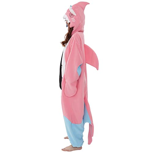 SAZAC Lovely Zombie Shark Kigurumi Onesie Jumpsuit Halloween Costume (Pink)