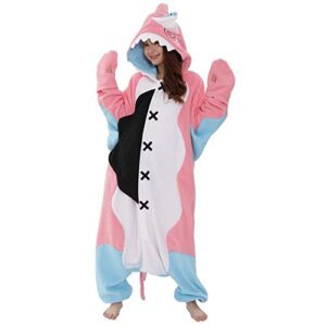 SAZAC Lovely Zombie Shark Kigurumi Onesie Jumpsuit Halloween Costume (Pink)