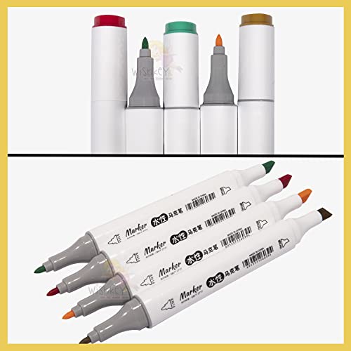 WISHKEY Plastic Dual Fine & Chisel Tip Coloring Art Marker Pen Set For Writing, Calligraphy, Painting Illustration, Artistic Coloring Pens (Multicolor, Pack of 48)