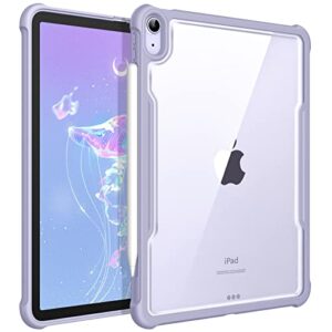 fintie hybrid back case for ipad air 5th generation (2022) / ipad air 4th gen (2020) 10.9 inch - slim lightweight clear transparent back cover with shockproof soft tpu bumper, lilac purple