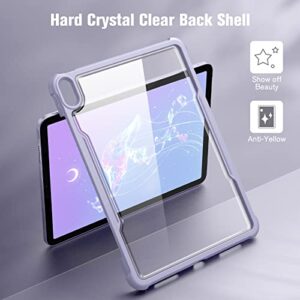 Fintie Hybrid Back Case for iPad Air 5th Generation (2022) / iPad Air 4th Gen (2020) 10.9 Inch - Slim Lightweight Clear Transparent Back Cover with Shockproof Soft TPU Bumper, Lilac Purple