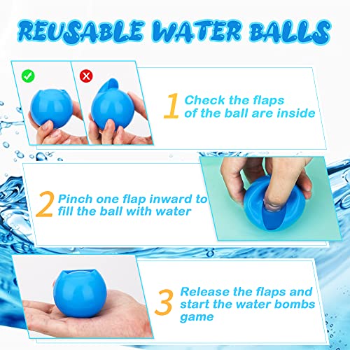 SweetAce Water Balls 12 Pack Reusable Quick Fill Water Balloons Bombs Splash Soaker Ball Summer Outdoor Indoor Water Fight Toy for Kids Backyard Pool Activity