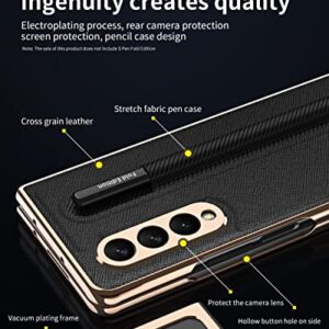 Gross Grain Case for Samsung Galaxy Z Fold 3 5G 2021 Plating Luxury Ultra Slim Hybrid with S Pen Slot Cover Anti-Fingerprint Dustproof Shockproof Compatible with Samsung Galaxy Z Fold 3(Purple)