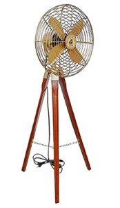 antiquecollection vintage style brass antique tripod fan with stand nautical floor fan home decorative