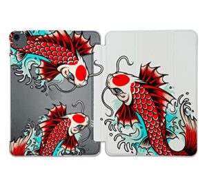 cute kawaii japanese fish koi pattern case compatible with all generations ipad air pro mini 5 6 11 inch 12.9 10.9 10.2 9.7 7.9 plastic fabric cover slim smart stand sn977 (8.3" mini 6th gen)