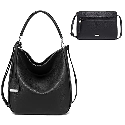 DAVIDJONES Faux Leather Hobo Purse and Wallet set for women Top Zip Crossbody Small Bags