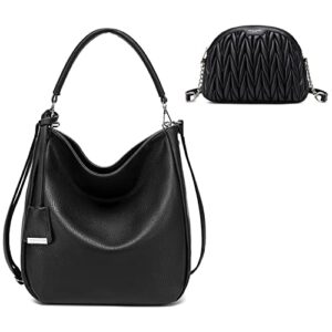 davidjones faux leather hobo purse and wallet set for women quilted crossbody dome bag