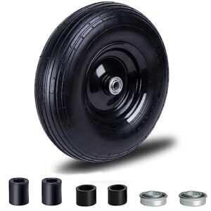 13 inch wheelbarrow tire wheel replacement air filled fits tires size of 4.00"x 6" (3.50/2.50-8") 5/8" bearings for wheel barrel yard cart garden