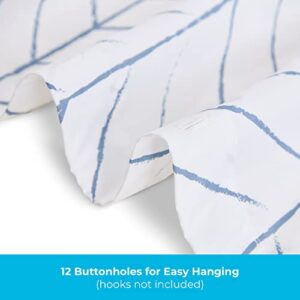Linenspa Blue Herringbone Shower Curtain –Water Resistant, Wrinkle Resistant, Machine Washable, Polyester Shower Curtain - Dorm Room Essentials 72 x 72