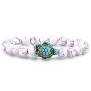 fahlo sea turtle tracking bracelet, elastic, supports the sea turtle conservancy, one size fits most for men and women (white howlite)