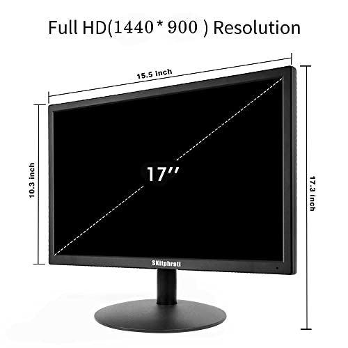 SKitphrati 17 inch PC Monitor LED Monitor 1440x900, 60HZ, 5Ms, 16:10, Viewing Angle 95°(Horizontal),TN Panel, VESA Wall Mountable, VGA & HDMI Port, Black