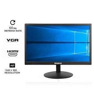 SKitphrati 17 inch PC Monitor LED Monitor 1440x900, 60HZ, 5Ms, 16:10, Viewing Angle 95°(Horizontal),TN Panel, VESA Wall Mountable, VGA & HDMI Port, Black