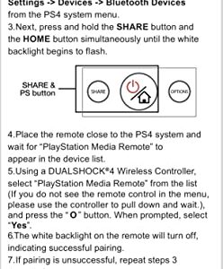 Replacement for Playstation Media Remote Control - White Color