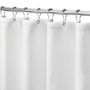 miss selectex fabric matt waffle weave shower curtains for bathroom,luxury hotel, waterproof 230 gsm heavy duty classic durable fabric bathroom curtain machine washable(72wx72h, white)