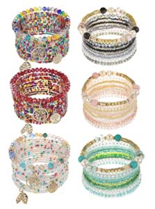 iyours 6 sets bohemian multilayer tassels bracelet handmade wrap bracelets bangle jewelry bracelets for women (ja6-4)
