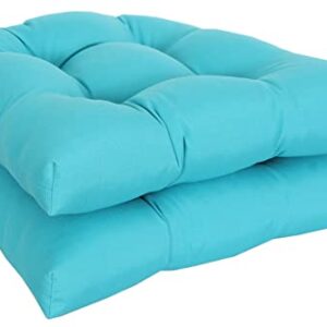 Rulu Set of 2 19"x19"x4" Solid Turquoise Outdoor/Indoor Wicker Seat Cushions