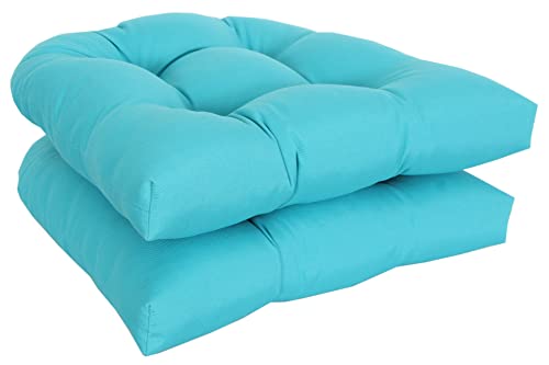 Rulu Set of 2 19"x19"x4" Solid Turquoise Outdoor/Indoor Wicker Seat Cushions