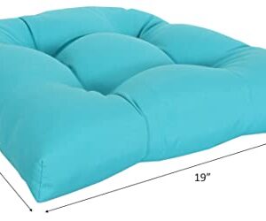 Rulu Set of 2 19"x19"x4" Solid Turquoise Outdoor/Indoor Wicker Seat Cushions