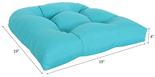 Rulu Set of 2 19"x19"x4" Solid Turquoise Outdoor/Indoor Wicker Seat Cushions