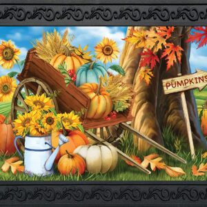 Briarwood Lane Pumpkin Cart Autumn Doormat Sunflowers Watering Can 30" x 18"