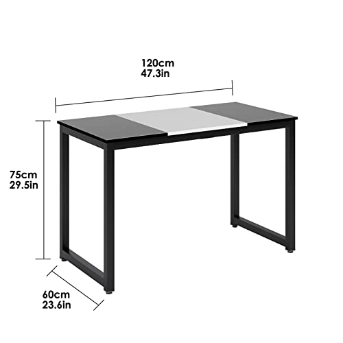 soges 47.2 Inch Computer Desk Home Office Desks Modern Laptop Table Industrial Study Writing Desk Suitable for Home Gaming Room Bedroom and Workstation, Black&White