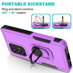 Flowhale Samsung Galaxy A53 5G Case Samsung A53 5G Case with 2 PCS Tempered Screen Protector Galaxy A53 5G Case with 360° Ring Holder Kickstand Full Body Protective Phone Cover for A53 (Purple)